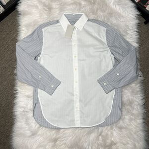 HINSON WU HALSEY SHIRT SOLID BLOCKED STRIPE GALORE SHIRT SIZE SMALL